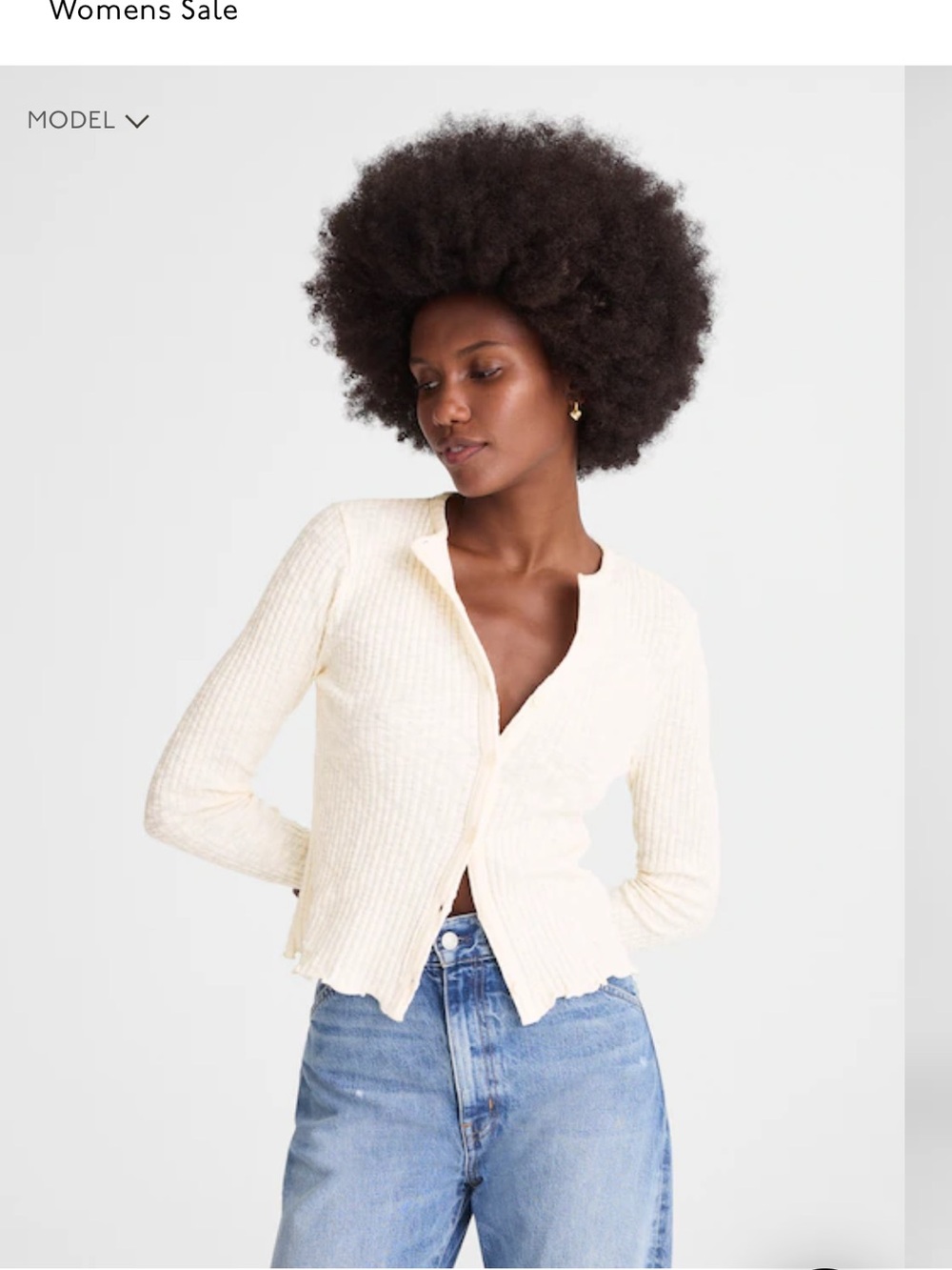 Madewell Cream Ribbed Button-Front Cardigan